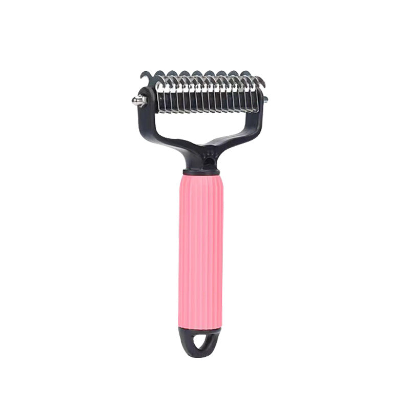 Upgraded Pet Safe Dematting Comb for Dogs Cats Deshedding Undercoat Rake with Double-Sided Stainless Steel Teeth Dogs Cats Grooming Brush for Detangling Thinning Shedding