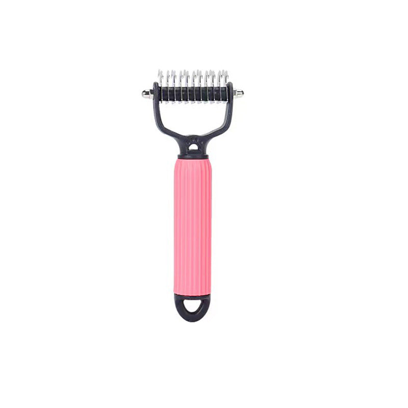 Upgraded Pet Safe Dematting Comb for Dogs Cats Deshedding Undercoat Rake with Double-Sided Stainless Steel Teeth Dogs Cats Grooming Brush for Detangling Thinning Shedding