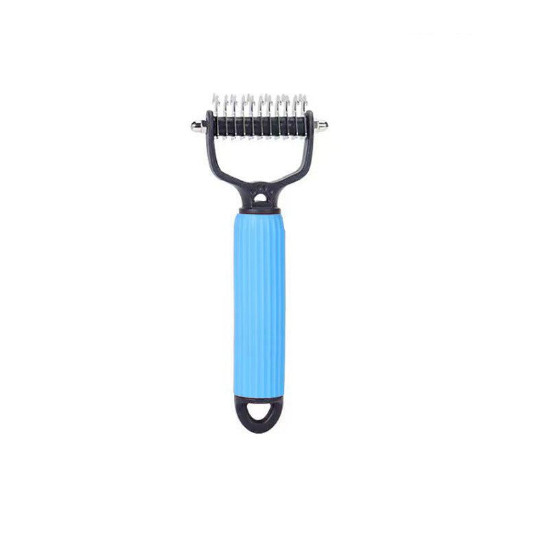 Upgraded Pet Safe Dematting Comb for Dogs Cats Deshedding Undercoat Rake with Double-Sided Stainless Steel Teeth Dogs Cats Grooming Brush for Detangling Thinning Shedding