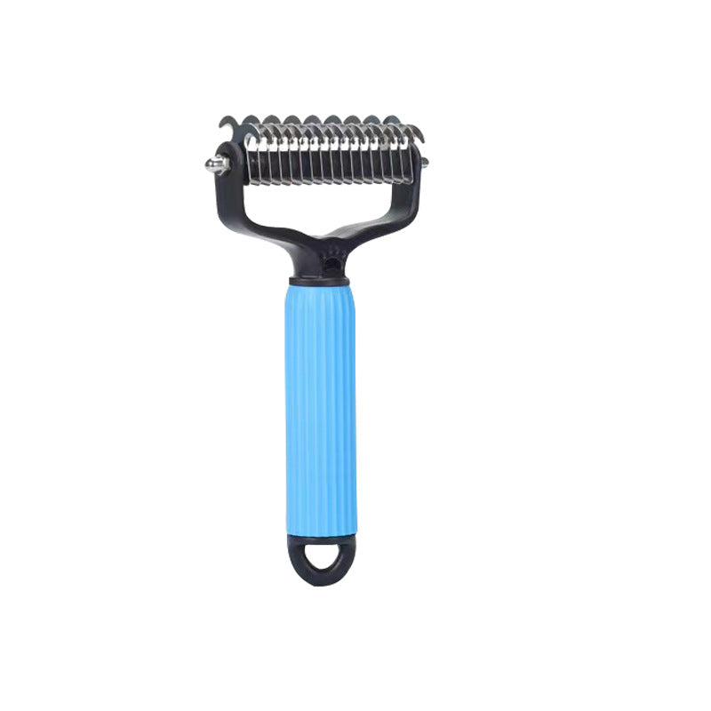 Upgraded Pet Safe Dematting Comb for Dogs Cats Deshedding Undercoat Rake with Double-Sided Stainless Steel Teeth Dogs Cats Grooming Brush for Detangling Thinning Shedding